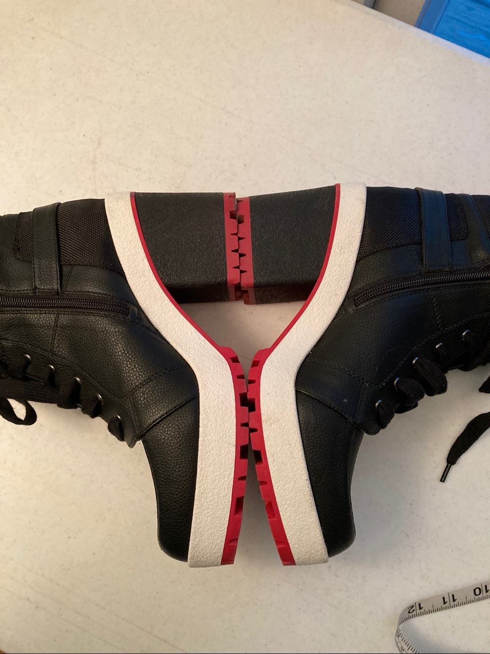 Mix No. 6 Black  Heeled Ankle Boots with Red Outsole: Partial Leather - Picture 5 of 10